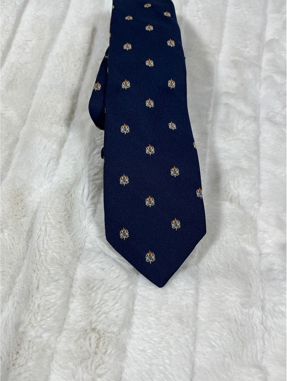 VTG Shefford Blue Work Office Ornate Preppy Fall Spring Summer Men's Skinny Tie